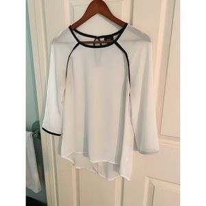 White with black trim blouse